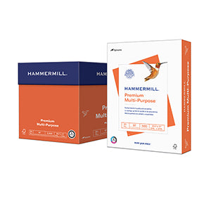 Hammermill® Multipurpose White Smooth, 20 lb., 8.5" x 11", 3-Hole-Punched, Pack of 500 Sheets